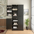 72H Kitchen Pantry Cabinet with 3 Keyboard Drawers,Freestanding Cabinet with 6 Door Shelves Adjustable,Cupboard Storage Cabinet
