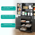 72H Kitchen Pantry Cabinet with 3 Keyboard Drawers,Freestanding Cabinet with 6 Door Shelves Adjustable,Cupboard Storage Cabinet