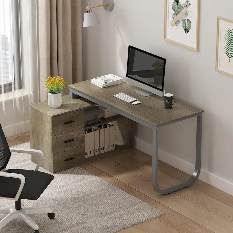 55 L Shaped Desk Writing Computer Desk Storage Workstation 5 Colors