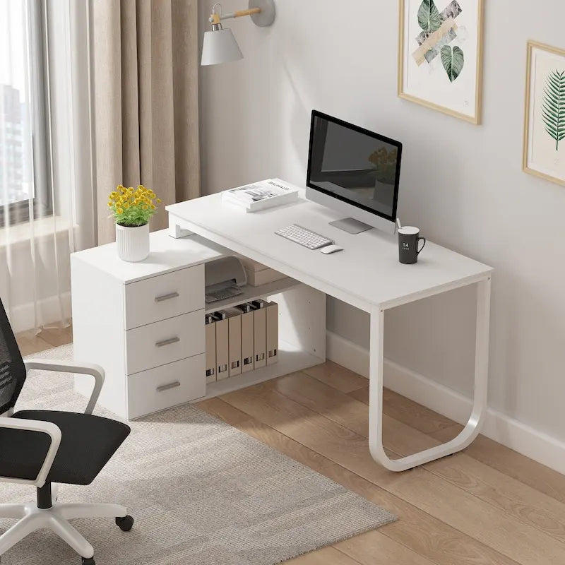 55 L Shaped Desk Writing Computer Desk Storage Workstation 5 Colors