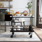 Bouvet Modern White Faux Marble and Slatted 2-Shelf Serving Cart by Furniture of America