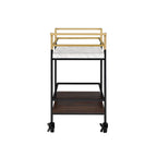 Bouvet Modern White Faux Marble and Slatted 2-Shelf Serving Cart by Furniture of America