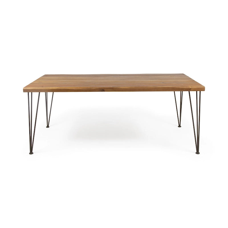 Christopher Knight Home Zion Acacia Wood 72-Inch Dining Table - teak finish + rustic metal