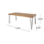 Christopher Knight Home Zion Acacia Wood 72-Inch Dining Table - teak finish + rustic metal