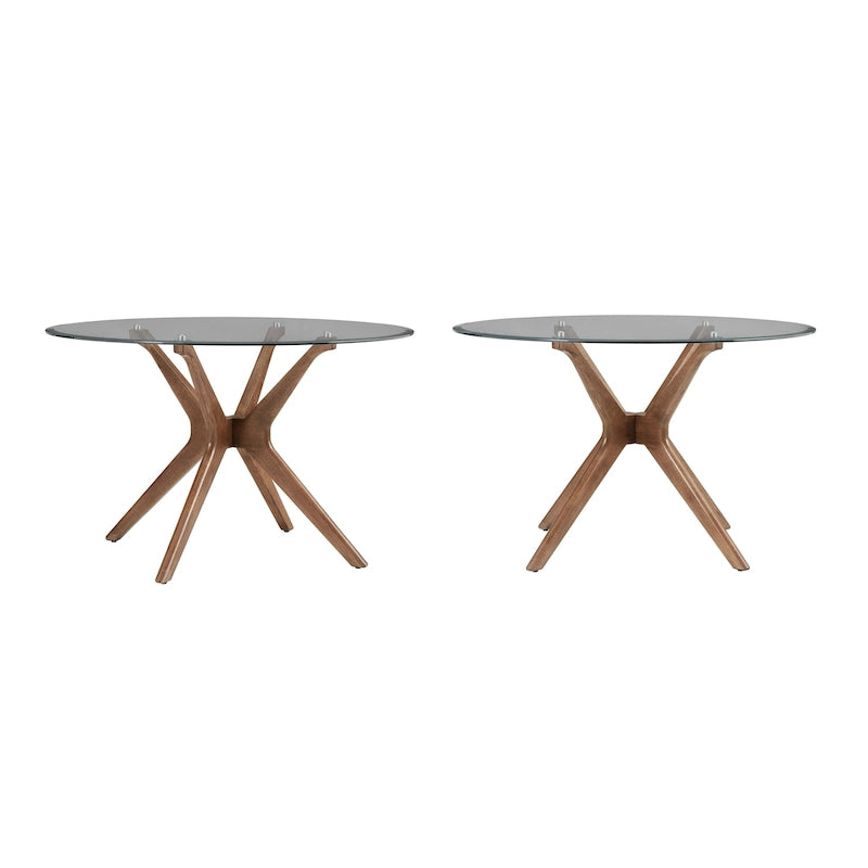 Sylvestria Mid-Century Walnut Finish Round Dining Table