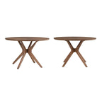 Sylvestria Mid-Century Walnut Finish Round Dining Table