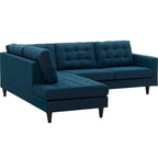 2 Piece Upholstered Fabric Left Facing Bumper Sectional