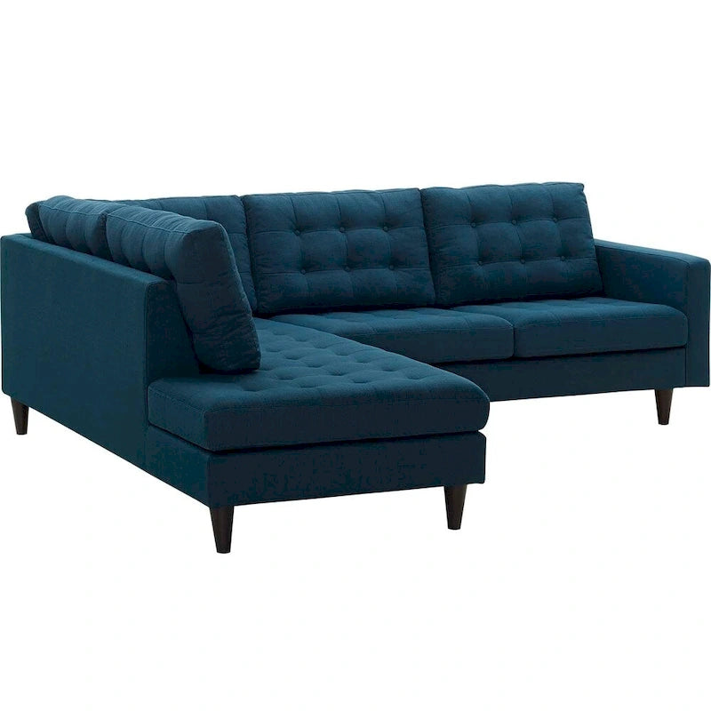 2 Piece Upholstered Fabric Left Facing Bumper Sectional