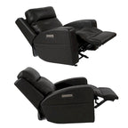 37 Wide Top Grain Leather Power Recliner Chair Glider Rocker Recliner Home Theater Seating with USB Charge Port