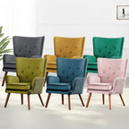 Modern Upholstered Velvet Wingback Accent Arm Chair, Set of 2 - 36.6 H x 28 W x 28.4 D