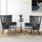 Modern Upholstered Velvet Wingback Accent Arm Chair, Set of 2 - 36.6 H x 28 W x 28.4 D