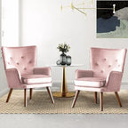 Modern Upholstered Velvet Wingback Accent Arm Chair, Set of 2 - 36.6 H x 28 W x 28.4 D