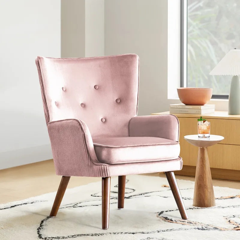 Modern Upholstered Velvet Wingback Accent Arm Chair, Set of 2 - 36.6 H x 28 W x 28.4 D