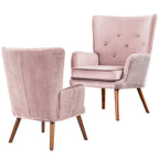 Modern Upholstered Velvet Wingback Accent Arm Chair, Set of 2 - 36.6 H x 28 W x 28.4 D