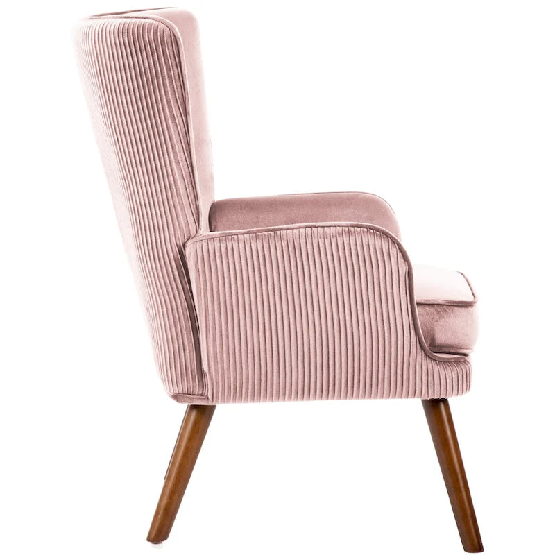 Modern Upholstered Velvet Wingback Accent Arm Chair, Set of 2 - 36.6 H x 28 W x 28.4 D