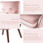 Modern Upholstered Velvet Wingback Accent Arm Chair, Set of 2 - 36.6 H x 28 W x 28.4 D