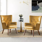 Modern Upholstered Velvet Wingback Accent Arm Chair, Set of 2 - 36.6 H x 28 W x 28.4 D