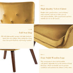 Modern Upholstered Velvet Wingback Accent Arm Chair, Set of 2 - 36.6 H x 28 W x 28.4 D