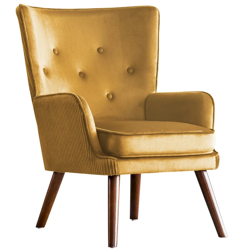 Modern Upholstered Velvet Wingback Accent Arm Chair, Set of 2 - 36.6 H x 28 W x 28.4 D