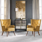 Modern Upholstered Velvet Wingback Accent Arm Chair, Set of 2 - 36.6 H x 28 W x 28.4 D