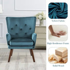 Modern Upholstered Velvet Wingback Accent Arm Chair, Set of 2 - 36.6 H x 28 W x 28.4 D