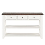 48 Solid Pine Wood Top Console Table, Modern Entryway Sofa Side Table with 3 Storage Drawers and 2 Shelves. Easy to Assemble