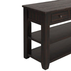 48 Solid Pine Wood Top Console Table, Modern Entryway Sofa Side Table with 3 Storage Drawers and 2 Shelves. Easy to Assemble