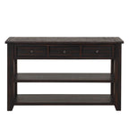 48 Solid Pine Wood Top Console Table, Modern Entryway Sofa Side Table with 3 Storage Drawers and 2 Shelves. Easy to Assemble