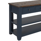 48 Solid Pine Wood Top Console Table, Modern Entryway Sofa Side Table with 3 Storage Drawers and 2 Shelves. Easy to Assemble