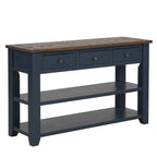 48 Solid Pine Wood Top Console Table, Modern Entryway Sofa Side Table with 3 Storage Drawers and 2 Shelves. Easy to Assemble