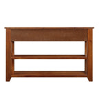 48 Solid Pine Wood Top Console Table, Modern Entryway Sofa Side Table with 3 Storage Drawers and 2 Shelves. Easy to Assemble