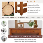 48 Solid Pine Wood Top Console Table, Modern Entryway Sofa Side Table with 3 Storage Drawers and 2 Shelves. Easy to Assemble