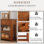 48 Solid Pine Wood Top Console Table, Modern Entryway Sofa Side Table with 3 Storage Drawers and 2 Shelves. Easy to Assemble