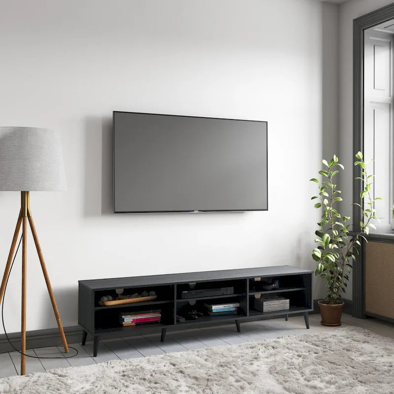Cole TV Bench with Open Shelves, TVs up to 85 - N/A