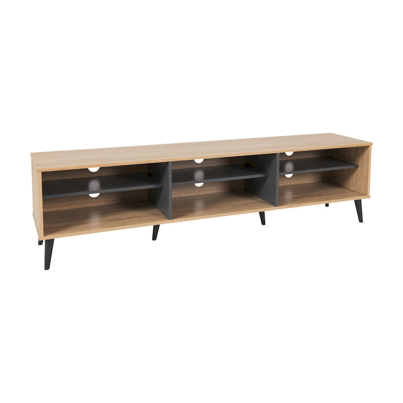Modern TV Stand with 6 Adjustable Shelves - Supports TVs up to 85" (71")