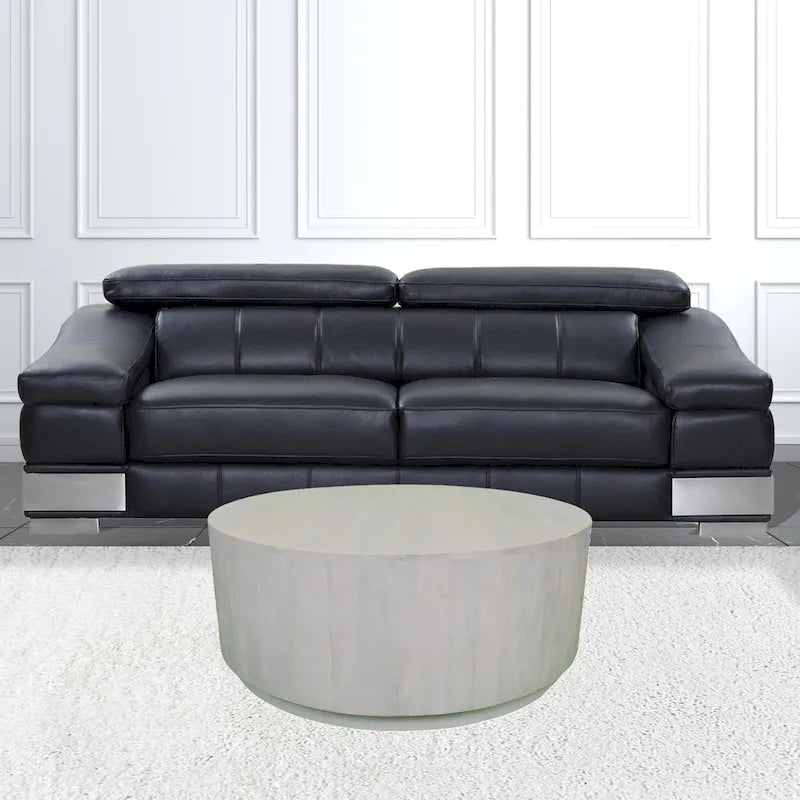 HomeRoots42 Rustic White Solid Wood Round Distressed Coffee Table - 42