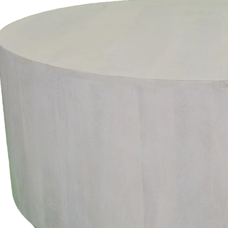 HomeRoots42 Rustic White Solid Wood Round Distressed Coffee Table - 42