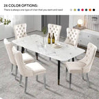 Upholstered Tufted Velvet Dining Chair with Solid Wood Legs Set of 6