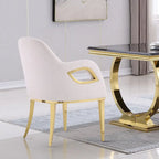 Armchairs Velvet Upholstered Side Chairs with Fox-EyeArmrests and Mirror Stainless Steel Legs