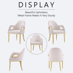 Armchairs Velvet Upholstered Side Chairs with Fox-EyeArmrests and Mirror Stainless Steel Legs