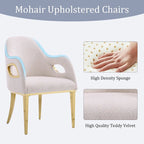 Armchairs Velvet Upholstered Side Chairs with Fox-EyeArmrests and Mirror Stainless Steel Legs