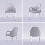 Armchairs Velvet Upholstered Side Chairs with Fox-EyeArmrests and Mirror Stainless Steel Legs
