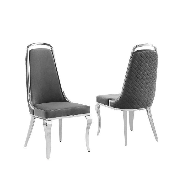 Velvet Side Chairs with Chrome Legs - Set of 2