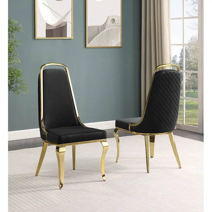 Velvet Side Chairs with Chrome Legs - Set of 2
