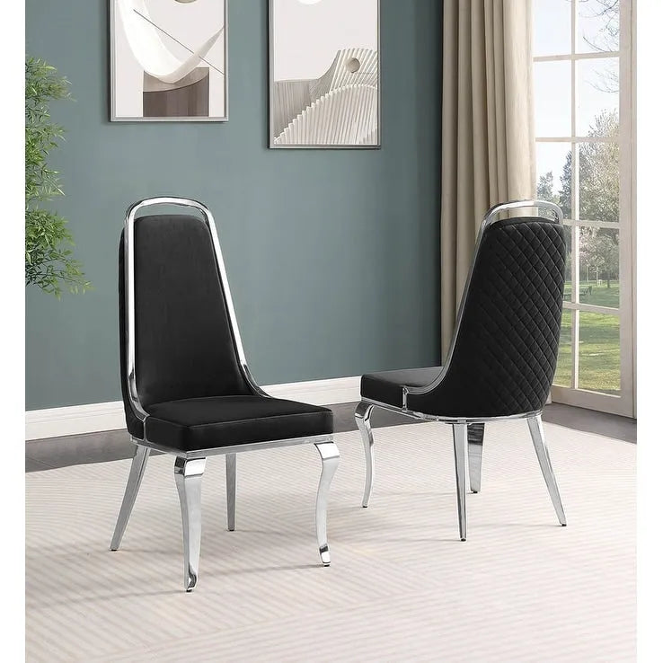 Velvet Side Chairs with Chrome Legs - Set of 2