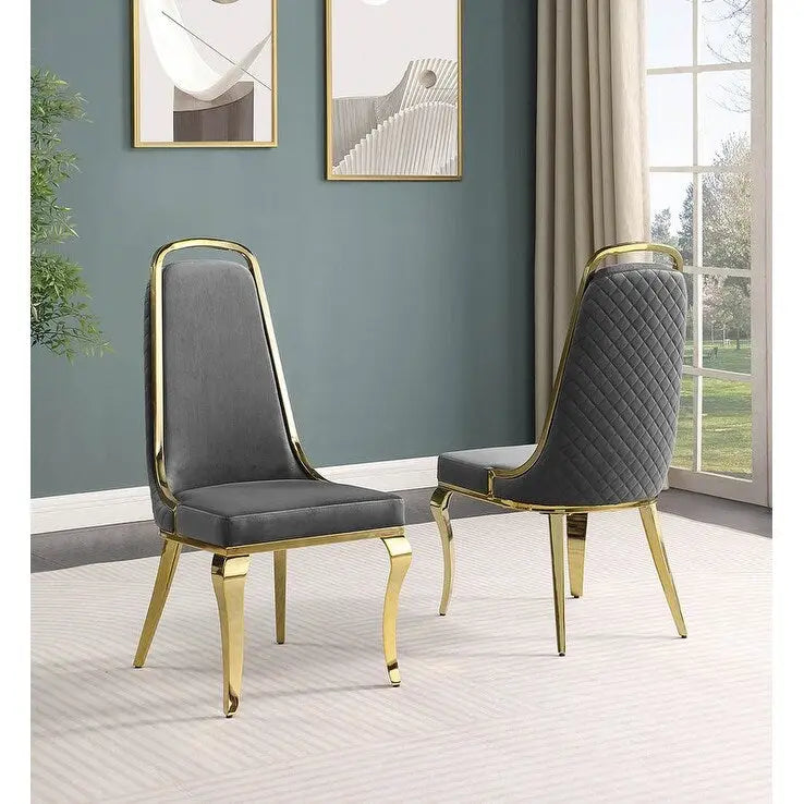 Velvet Side Chairs with Chrome Legs - Set of 2
