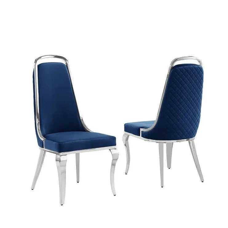 Velvet Side Chairs with Chrome Legs - Set of 2