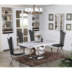 Best Quality Furniture Luxe White Genuine Marble 5pc Dining Set