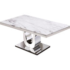 Best Quality Furniture Luxe White Genuine Marble 5pc Dining Set