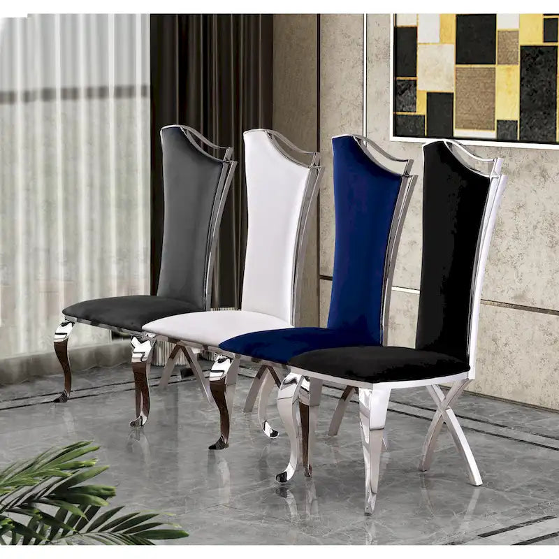 Best Quality Furniture Luxe White Genuine Marble 5pc Dining Set